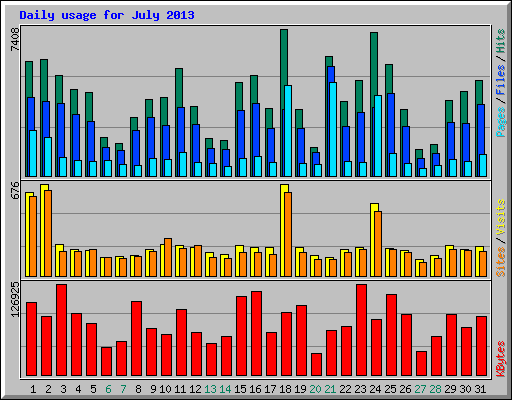 Daily usage for July 2013