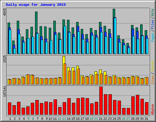 Daily usage for January 2019