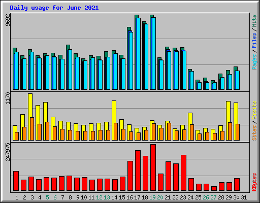 Daily usage for June 2021