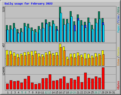 Daily usage for February 2022