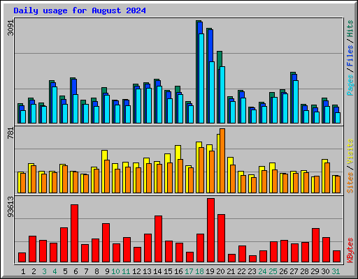 Daily usage for August 2024