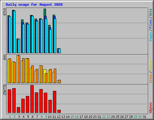 Daily usage for August 2026