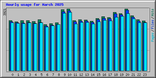 Hourly usage for March 2025